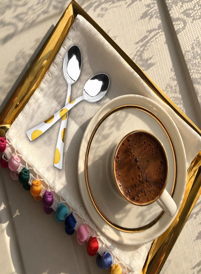 Parage 6 Pieces Stainless Steel 24k Golden Tea Spoons Set, 14 cm, Premium Spoons for Home & Kitchen, Luxury Dining Tableware, Gift for House Warming,24 Karat Gold Plated Small Spoon, Moonpress Design - Image 3