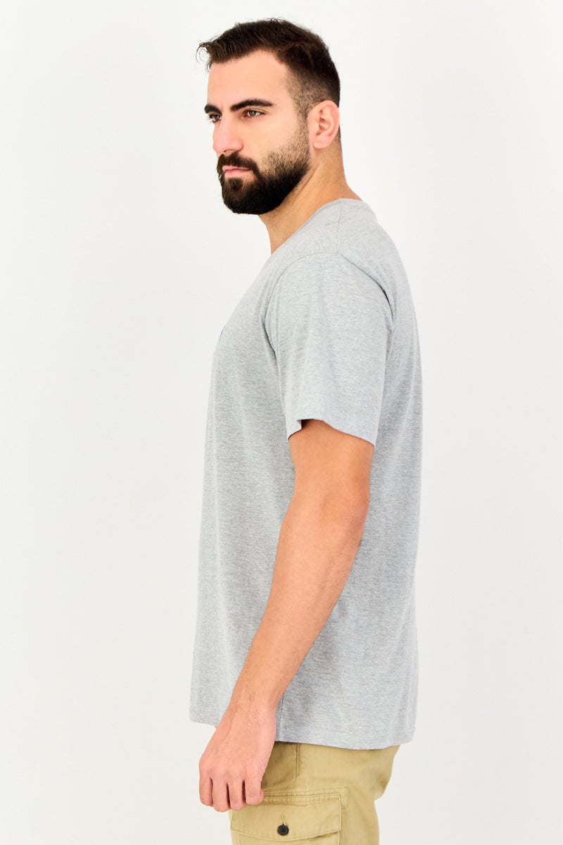 Tailorbyrd Men Crew Neck Short Sleeve Embroidered Logo T-Shirt, Heather Grey - Image 3