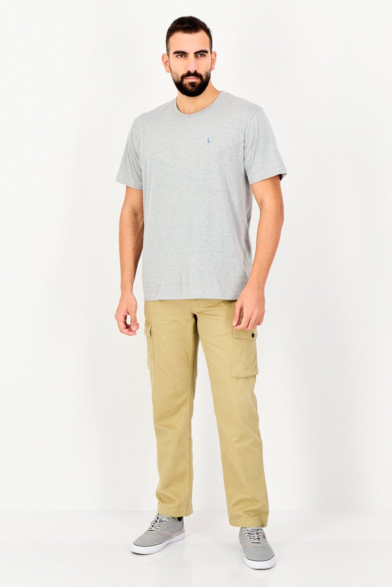 Tailorbyrd Men Crew Neck Short Sleeve Embroidered Logo T-Shirt, Heather Grey - Image 2