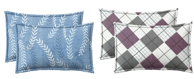 RRC Super Soft Microfiber Cotton Pillow Covers Set of 4-18" x 27" Inches, Multicolor - Image 1