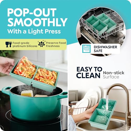 CyhHave 2 cup Silicone Freezer Trays with Lids, Silicone Soup Freezer Molds, Easily prepare portioned meals, Great for storing soups, lasagna, leftovers, sauces and other dishes, Dishwasher, Oven Safe - Image 4