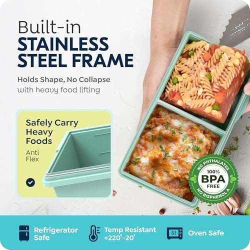 CyhHave 2 cup Silicone Freezer Trays with Lids, Silicone Soup Freezer Molds, Easily prepare portioned meals, Great for storing soups, lasagna, leftovers, sauces and other dishes, Dishwasher, Oven Safe - Image 5