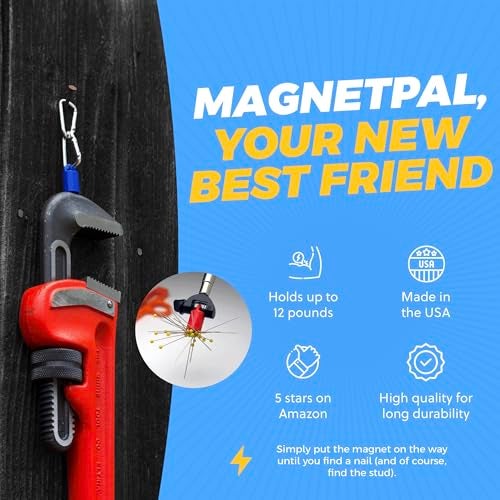 MagnetPAL Heavy-Duty Neodymium Anti-Rust Magnet, Magnetic Stud Finder, Hide-A-Key, Tool Holder & Retrieval, Most Powerful Magnet 12lb Pull, Indoor or Outdoor Multi Use Tools, Quick Release Keys Black - Image 4