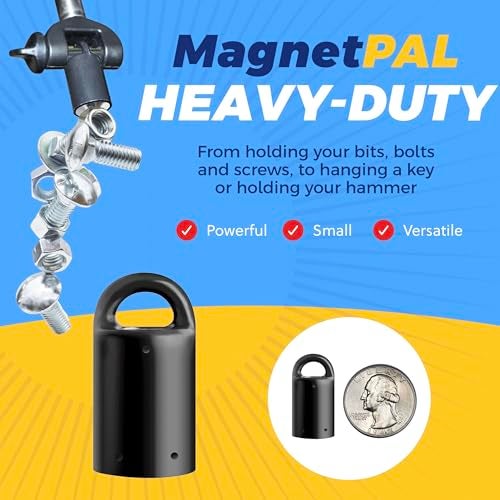 MagnetPAL Heavy-Duty Neodymium Anti-Rust Magnet, Magnetic Stud Finder, Hide-A-Key, Tool Holder & Retrieval, Most Powerful Magnet 12lb Pull, Indoor or Outdoor Multi Use Tools, Quick Release Keys Black - Image 2