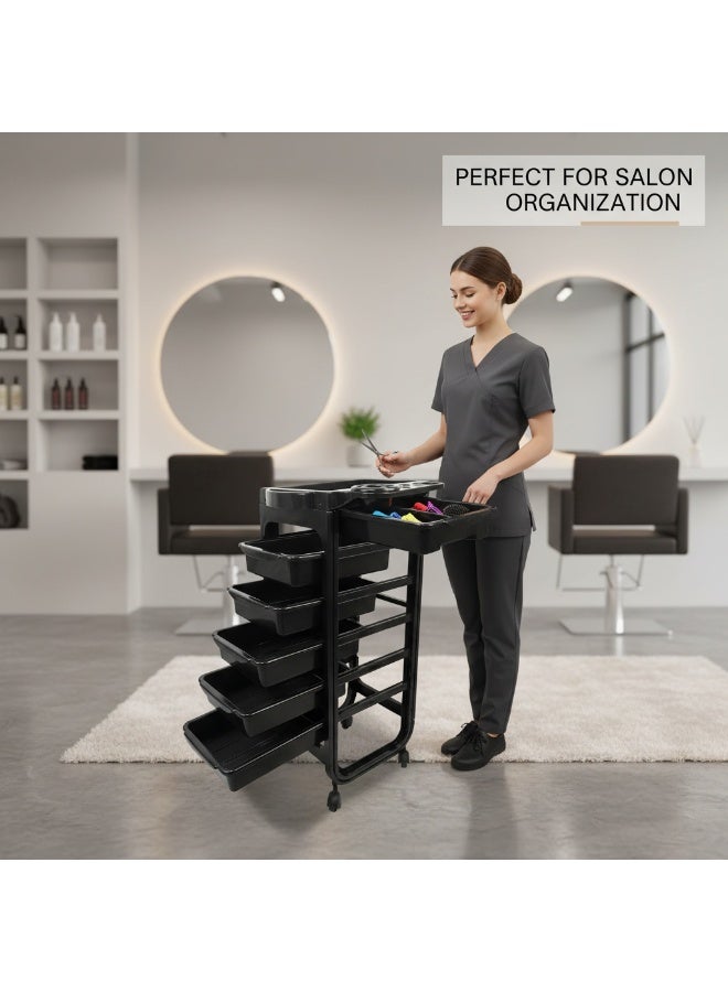 Salon Trolley Cart- Space Saving Salon Rolling Cart for Extra Storage - Hair Salon Tray Salon Organizer - Multipurpose Tool Cart - Tray (Black1) - Image 3