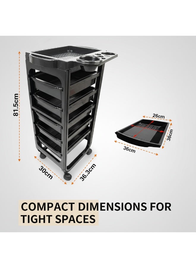 Salon Trolley Cart- Space Saving Salon Rolling Cart for Extra Storage - Hair Salon Tray Salon Organizer - Multipurpose Tool Cart - Tray (Black1) - Image 4
