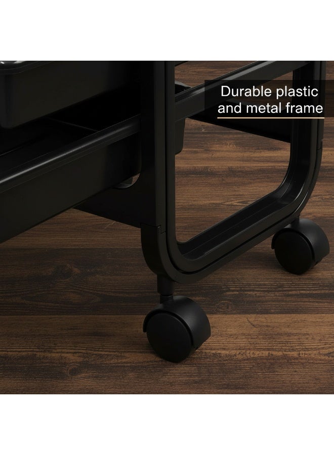 Salon Trolley Cart- Space Saving Salon Rolling Cart for Extra Storage - Hair Salon Tray Salon Organizer - Multipurpose Tool Cart - Tray (Black1) - Image 5