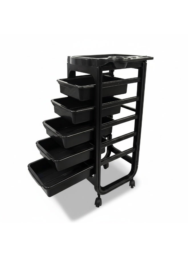 Salon Trolley Cart- Space Saving Salon Rolling Cart for Extra Storage - Hair Salon Tray Salon Organizer - Multipurpose Tool Cart - Tray (Black1) - Image 1