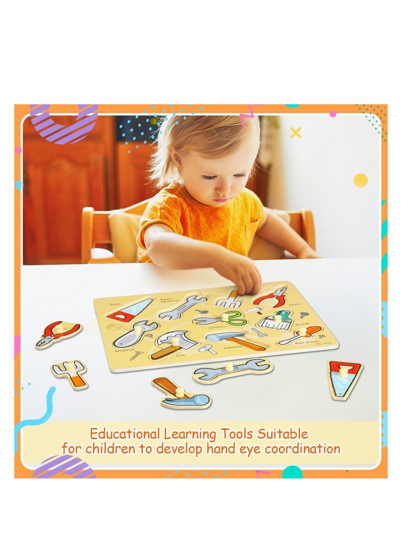 Toddler Puzzles Wooden Peg Puzzles for Toddlers Educational Learning Peg Puzzle Toy for Preschool Educational and Learning Kids Boy Girl Set of 5 - Image 4