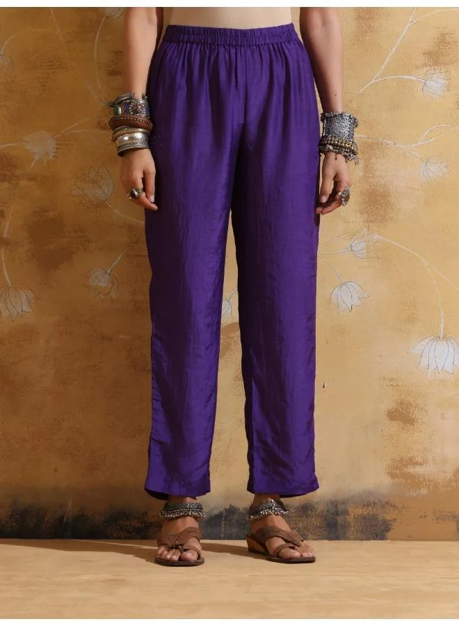 trueBrowns trueBrowns Purple Muslin Silk Co-ord Set