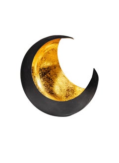 Gulf Flowers Gold Metal Moon Tealight Holder – Matt Black-Gold Finish, 20×20×H14 cm, Decorative Candle Holder for Home Deco 