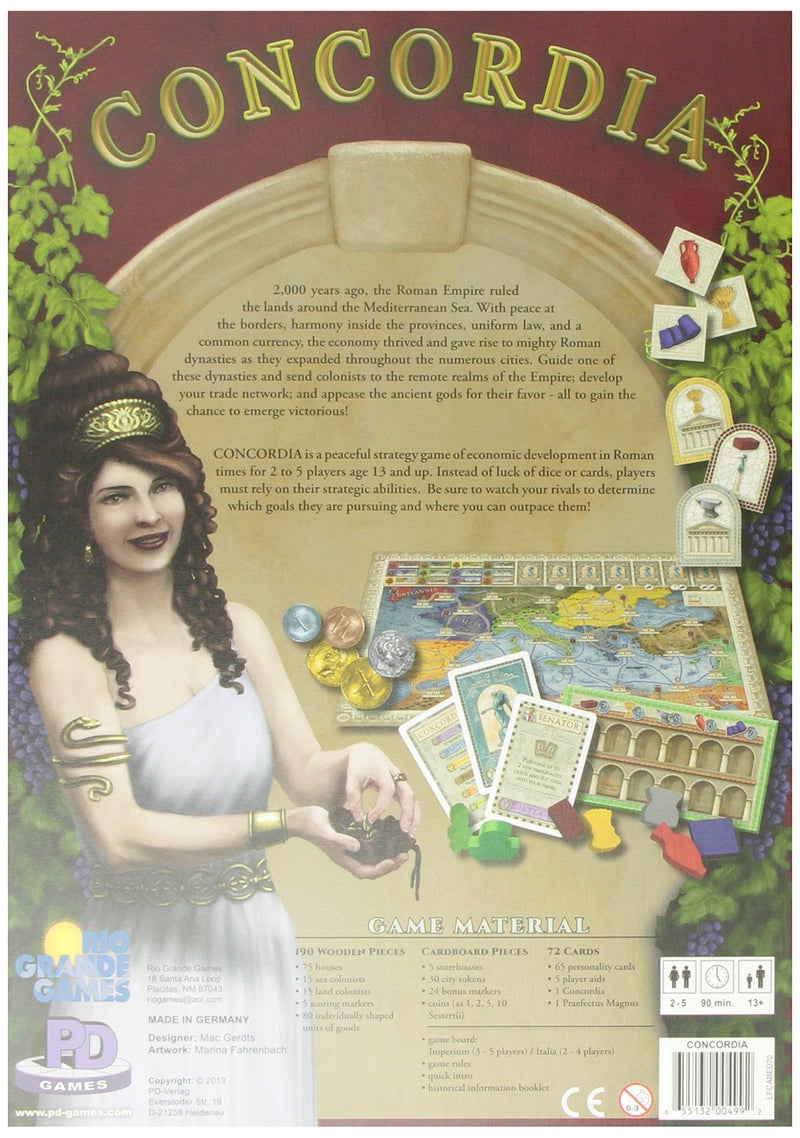 Rio Grande Games: Concordia, Historical Strategy Board Game, Average Play Time 90 Minutes, 2 to 5 Players, for Ages 14 and up - Image 2