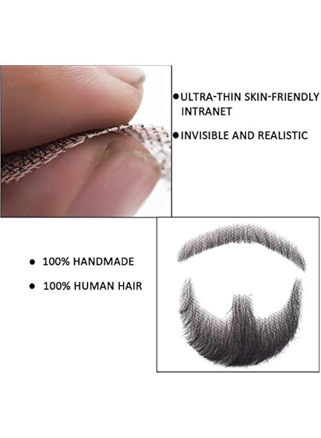 لحية سكسوكة واقعية من شعر طبيعي أسود، مربوطة يدويا بالكامل مع قاعدة دانتيل غير مرئية، مناسبة للترفيه والدراما والحفلات ومكياج الأفلام - Image 3