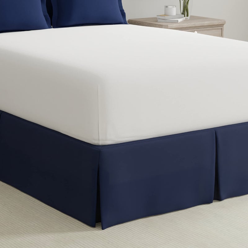 Bed Makers Never Lift Your Mattress Wrap Around Bed Skirt Classic Style Low Maintenance Wrinkle Resistant Fabric Traditional 14 Inch Drop Length California King Navy