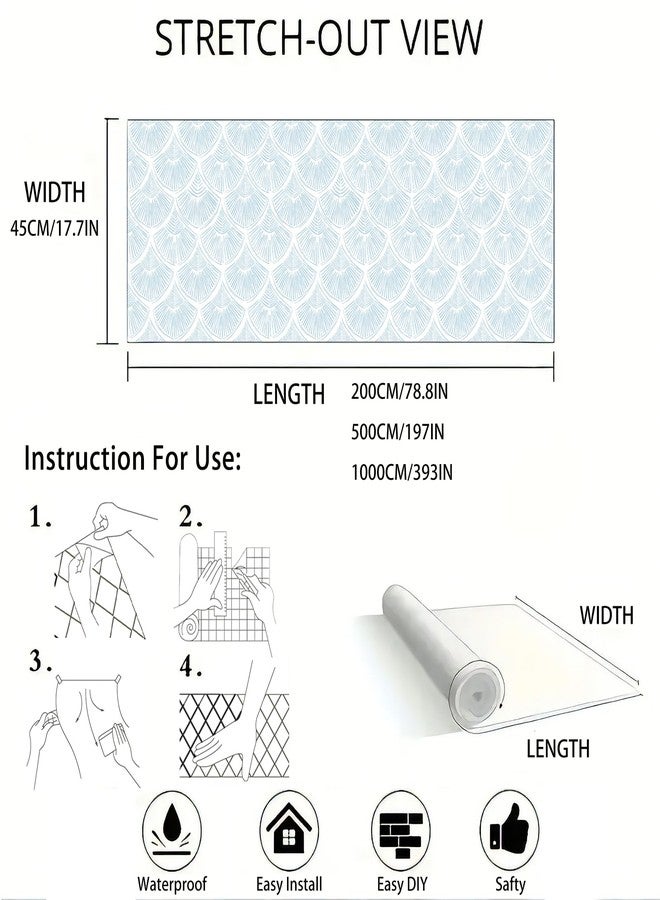 tiltil Peel and Stick Wallpaper Blue and White Wallpaper 17.3"×393" Modern Striped Wallpaper Vinyl Boho Removable Wallpaper Self Adhesive Wallpaper for Bedroom and Bedroom - Image 4