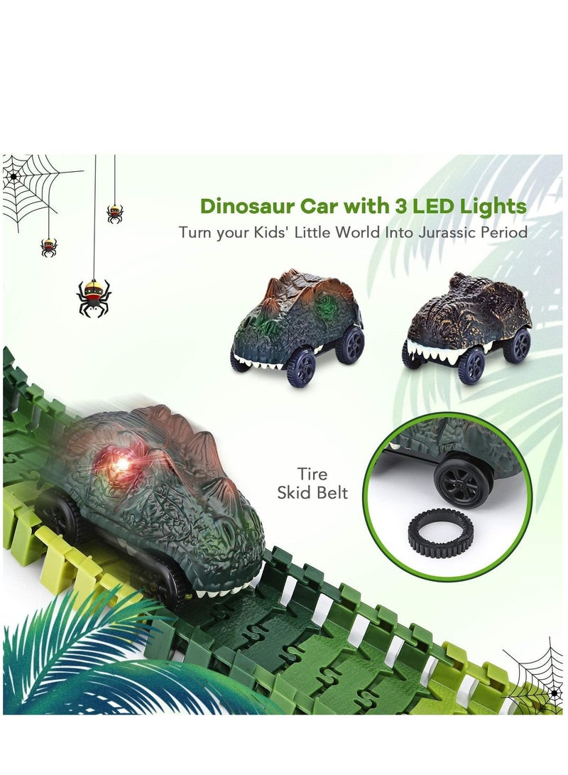 Arabest مجموعة ألعاب سباق الطرق المرنة من عالم الديناصورات، 185 قطعة، سيارتين ديناصورات رائعتين، قطعتين ديناصورات مناسبة للأولاد والبنات من سن 3 إلى 8 سنوات - Image 5