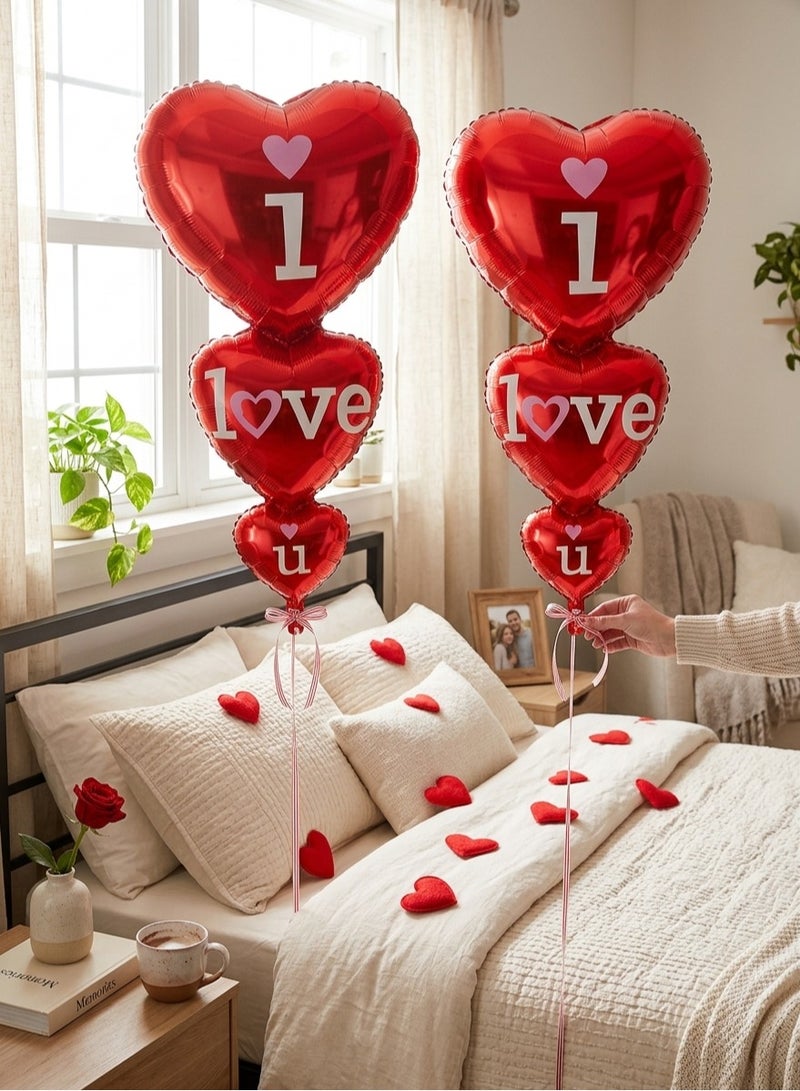 I Love U Balloons - Large, 36 Inch, Pack of 2 | Red Heart Shaped Balloons for Valentines Day Decorations and Gift Idea for Him/Her |Valentines Day Balloons for Anniversary, Proposal, Wedding - Image 5