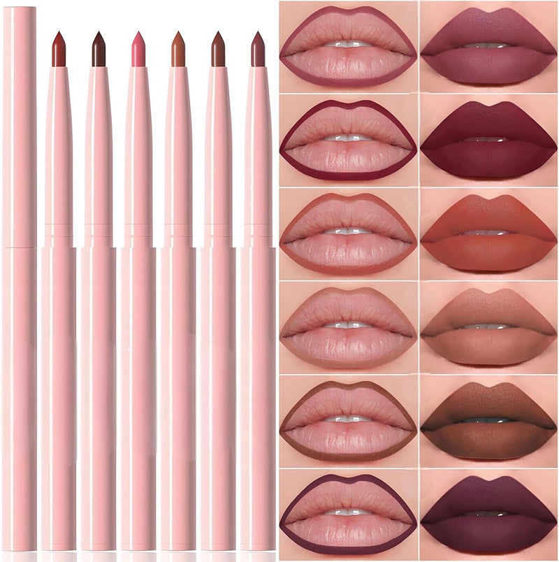 6Pcs Automatic Lip Liner Set Velvety Matte Finish SmudgeProof Lip Pencils Perfect for Contouring Defining Plumping Ideal for Natural Everyday Makeup Professional Use 6pcs1