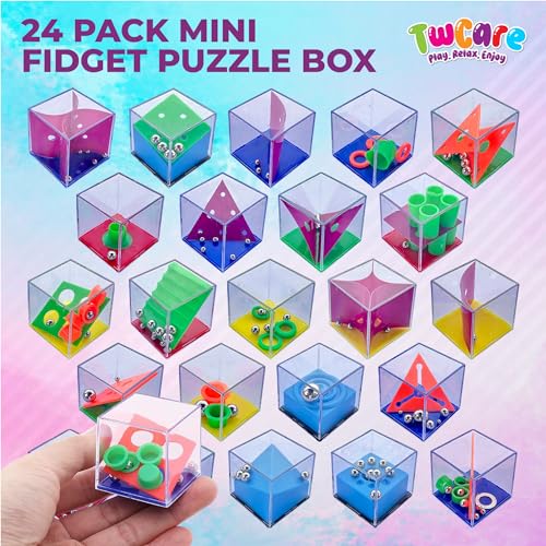 TwCare Brain Teaser Puzzle Cubes Party Favors for ADHD Autism Kids Adults 24 Pack Fidget Toy Set Gifts Mini Games Stress Relief Stocking Stuffers Bulk Goodie Bag Filler Treasure Box Classroom Prizes School - Image 5
