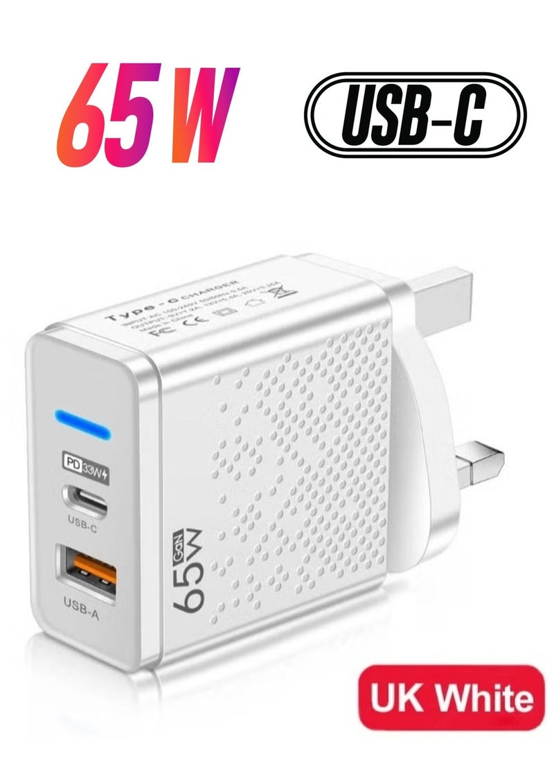 JAJEEK 65W GaN Charger USB-C Power Adapter Dual Type A & C Wall Charging Plug | GaN Charger Compatible with Steam Deck, iPhone, iPad, OnePlus, Huawei, Lenovo, HP, Asus, Xiaomi, Samsung - Image 1