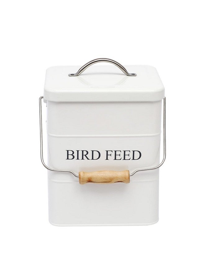 Morezi Bird Seed And Feed Storage Tin With Lid Included - White-Coated Carbon Steel - Tight Fitting Lids - Storage Canister Tins - White - Image 1