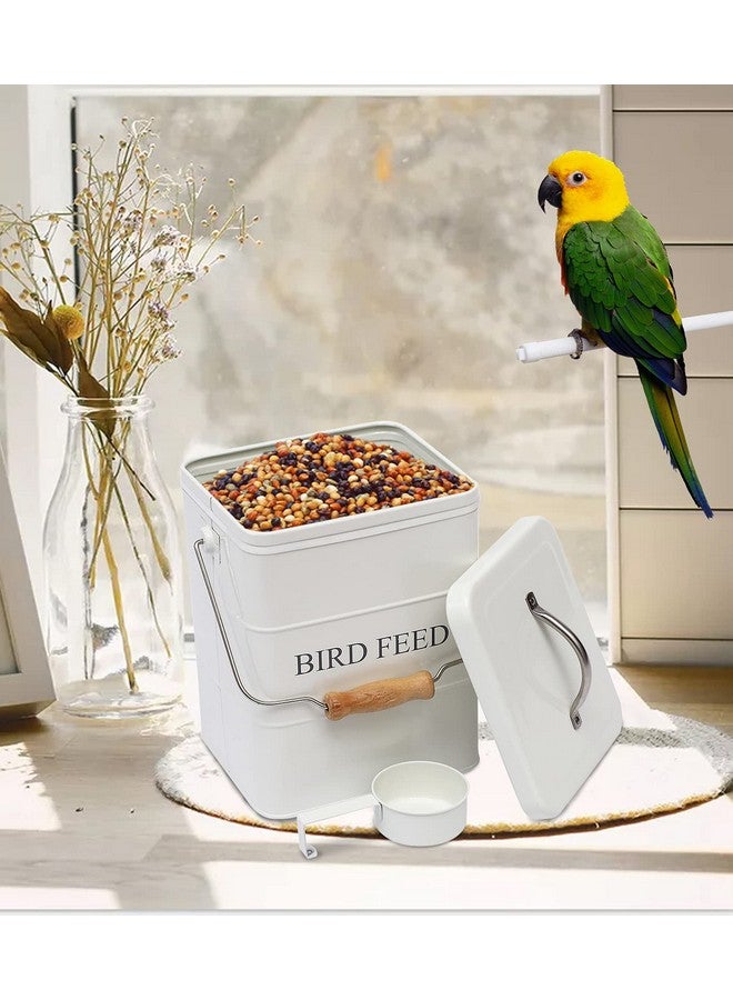 Morezi Bird Seed And Feed Storage Tin With Lid Included - White-Coated Carbon Steel - Tight Fitting Lids - Storage Canister Tins - White - Image 2