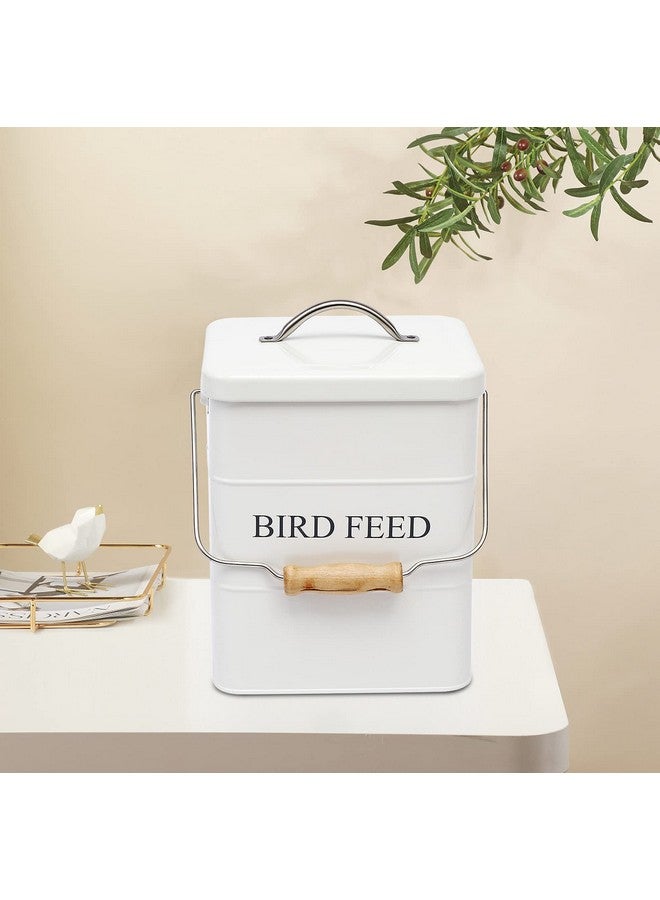 Morezi Bird Seed And Feed Storage Tin With Lid Included - White-Coated Carbon Steel - Tight Fitting Lids - Storage Canister Tins - White - Image 3