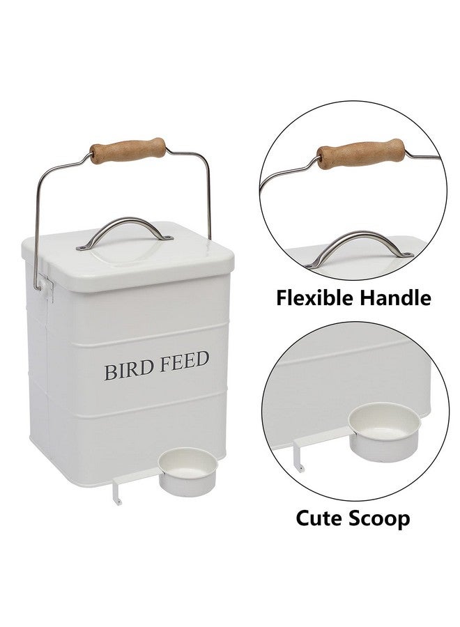 Morezi Bird Seed And Feed Storage Tin With Lid Included - White-Coated Carbon Steel - Tight Fitting Lids - Storage Canister Tins - White - Image 4