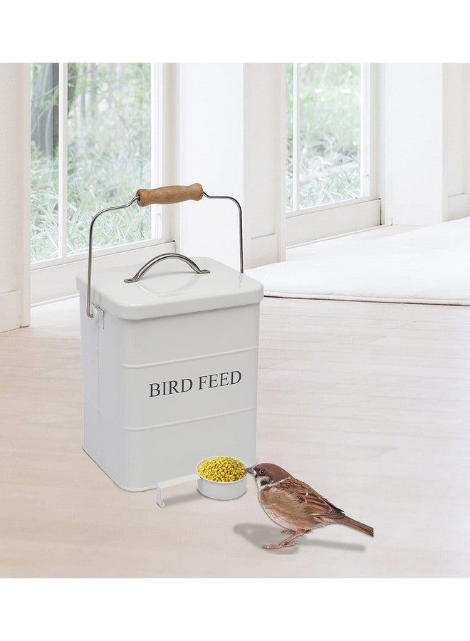 Morezi Bird Seed And Feed Storage Tin With Lid Included - White-Coated Carbon Steel - Tight Fitting Lids - Storage Canister Tins - White - Image 5