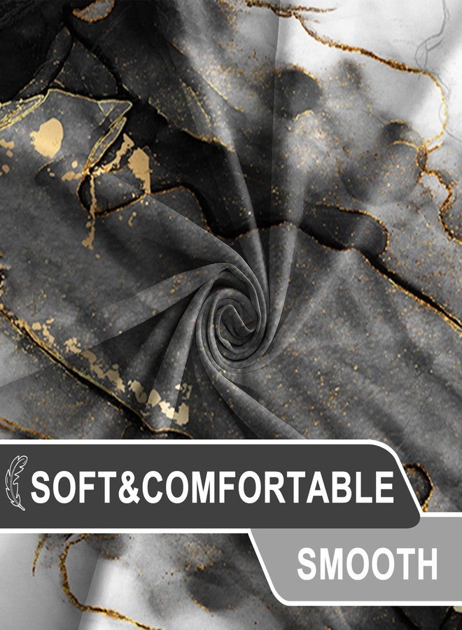 AWERT Dreamy Ink Art Black Glod Marble Shower Curtain for Bathroom Modern High Definition Printing Waterproof Shower Curtain with Hooks Bathroom Decor 72x72inch - Image 3