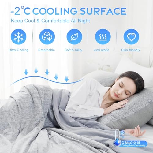 CHOSHOME Cooling Comforter California King Size, Cooling Blanket with Q-Max 0.45 Arc-Chill Cooling Fiber for Hot Sleeper and Night Sweats, Cool Thin Soft Summer Comforter for Bed, (96" x 102", Grey) - Image 2