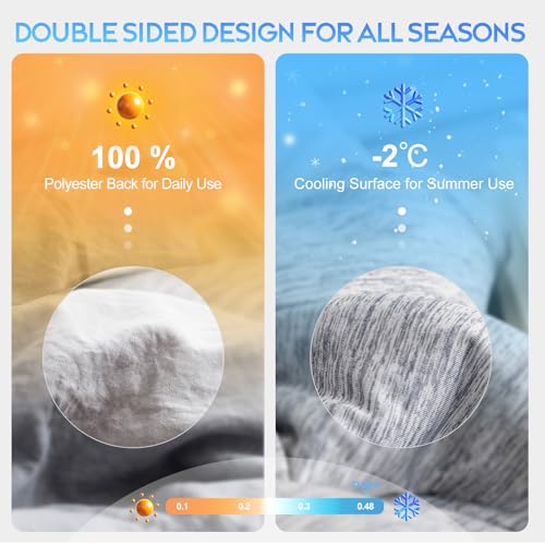 CHOSHOME Cooling Comforter California King Size, Cooling Blanket with Q-Max 0.45 Arc-Chill Cooling Fiber for Hot Sleeper and Night Sweats, Cool Thin Soft Summer Comforter for Bed, (96" x 102", Grey) - Image 3
