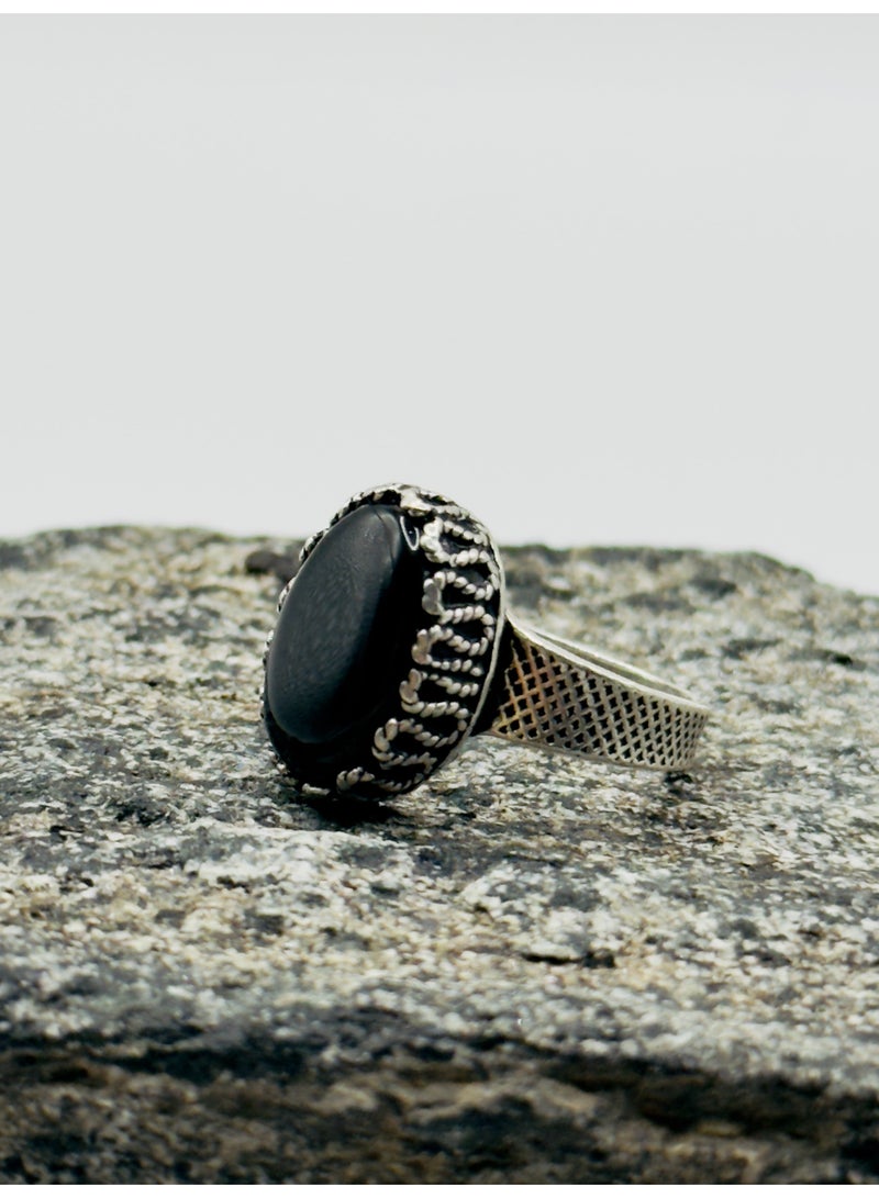 بهنس خاتم عقيق يماني اصلي فضة 925 رجالي عقيق اسود ، خواتم عقيق يمني  رجالي ملكي فاخر هدايا رجالية احجار كريمة هدية للرجال ، حجر عقيق يماني ، عقيق رجالي حجر كريم هدايا للاولاد هدايا للشباب هديه للاولاد ، هدية للزوج ، هدية للاب ، جديد - Image 4