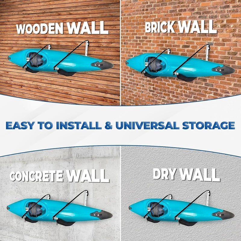 Yes4All Kayak Storage Hooks, Heavy-Duty Premium Foam Padded Surfboard Wallmount Rack, Set of 2 SUP Paddle Board Rack Hold up to 125 Lbs/Canoe, Bike, Kayak Storage Hook Indoor & Outdoor Hangers,Black - Image 5