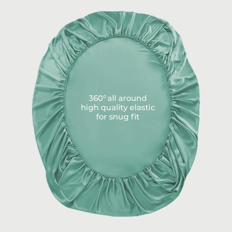 LINENWALAS King Fitted Sheet 150x200 cm, 100% Organic Bamboo Silk Bed Sheet for King Size Bed, Up to 40 cm Deep Pocket Bottom Sheet, Soft, Cooling Hypoallergenic Bedding (Aqua) - Image 5