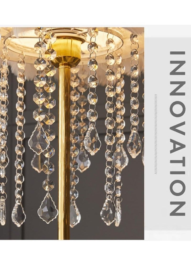 Floor Lamp Floor Lamp Feather Crystal Lamp Living Room Sofa Decorative Light 3-Color Dimmable Floor Lamp Standing Table Lamp - Image 4