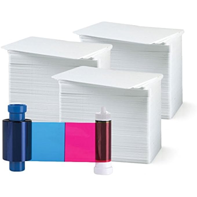 MAGICARD MA250YMCKOK COLOR RIBBON - YMCKOK - 250 PRINTS WITH PREMIUM CR80 30 MIL GRAPHIC QUALITY PVC CARDS - QTY 300 - Image 1