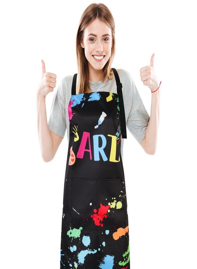 XLSXEXCL Painting Artist Apron with Pockets, Waterproof Painting Aprons for Adults, Adjustable Art Apron Bib Apron, Artist Painter Lover Gifts for Art Teacher, Student, Artist, Painter - Image 1