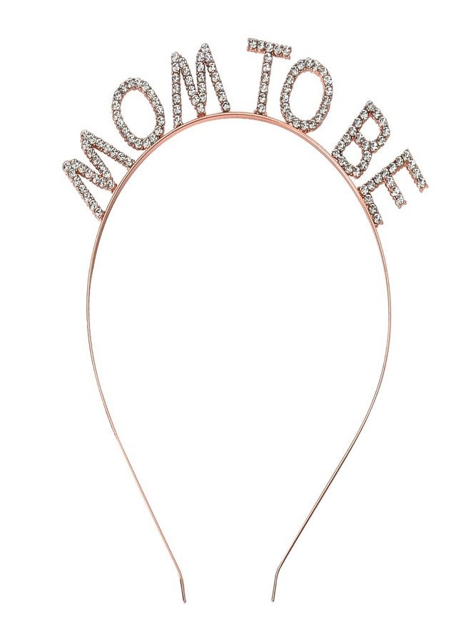 Kefley Mom to Be Tiara Headband Baby Shower Gender Reveal Party Supplies Hair Decorations Rose Gold Mommy to Be Hairband Decorated with Rhinestone First Time Moms Gifts for Women Congrats on Pregnancy Gift - Image 1