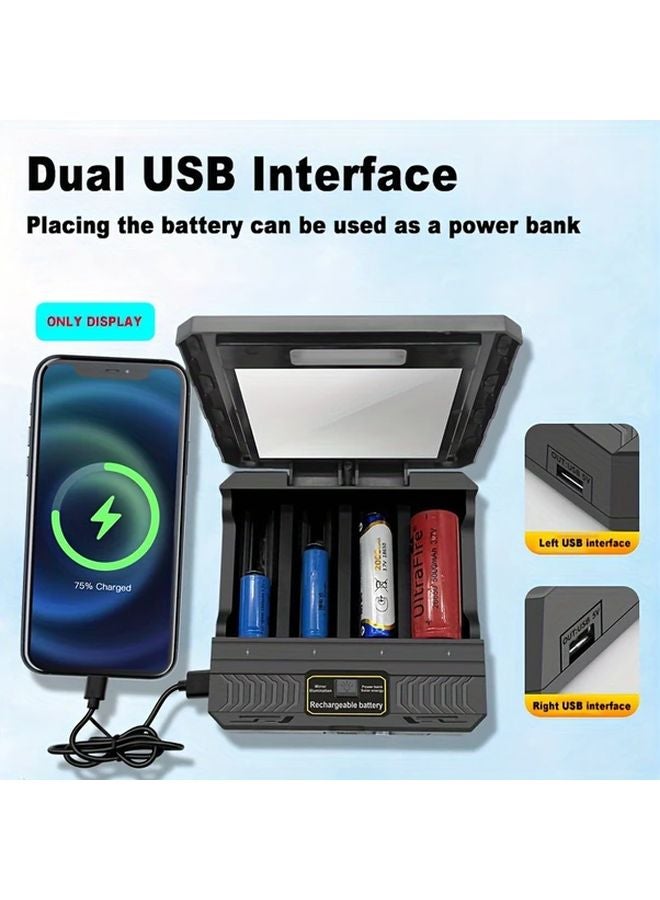 Black 1 Set USB Smart Charger For 18650 26650 21700 3 7V Lithium Ion Battery - Image 4