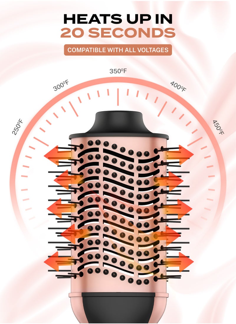 JOSE EBER 4-In-1 Hot Air Brush Set Includes Hair Volumizer, Dryer, Smoother, Straightener, Dual Voltage And 1300 Watts - Rose Gold and Black  - Image 4