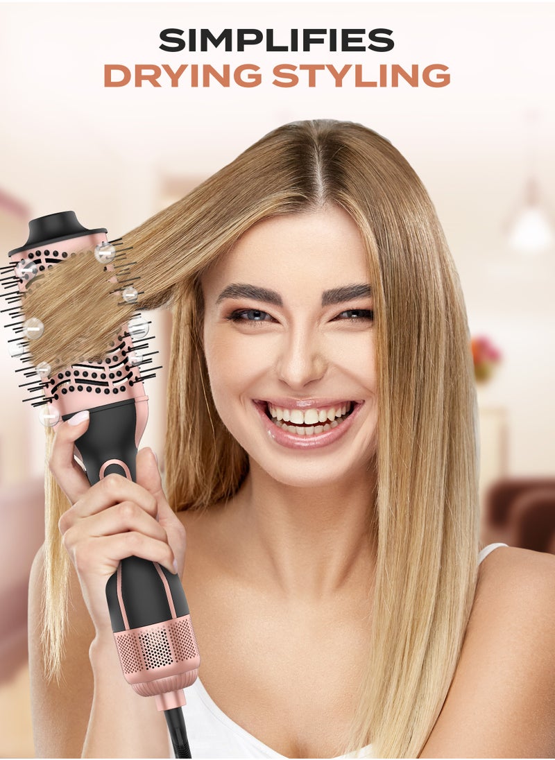JOSE EBER 4-In-1 Hot Air Brush Set Includes Hair Volumizer, Dryer, Smoother, Straightener, Dual Voltage And 1300 Watts - Rose Gold and Black  - Image 5