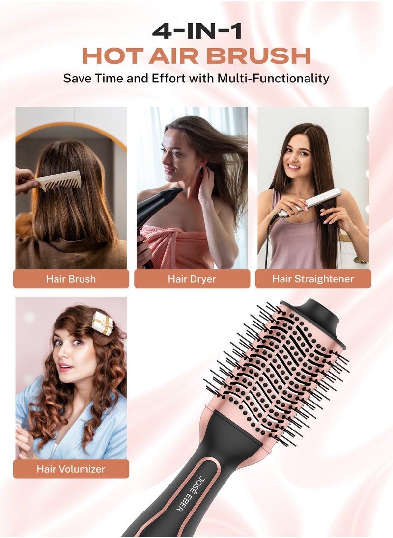 JOSE EBER 4-In-1 Hot Air Brush Set Includes Hair Volumizer, Dryer, Smoother, Straightener, Dual Voltage And 1300 Watts - Rose Gold and Black  - Image 3