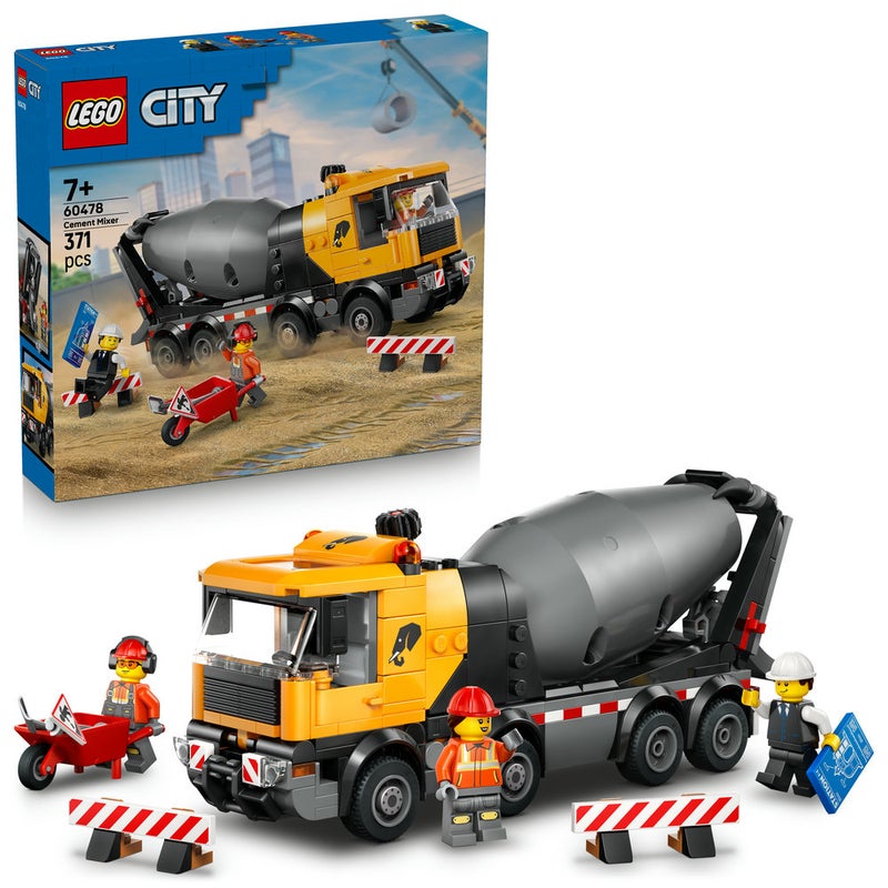 LEGO City Cement Mixer Construction Toy for Kids 60478  (Age 7+, 371 Pieces) - Image 1