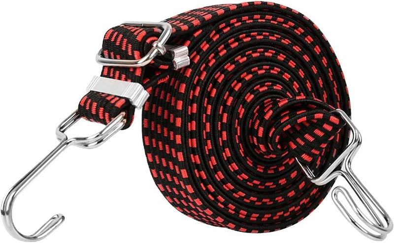 klarako Adjustable Flat Bungee Cords with Hooks, Premium Latex Heavy Duty Straps with Hooks, Adjustable Buckles, Luggage Elastic Rope - Red 0.5m - Image 3
