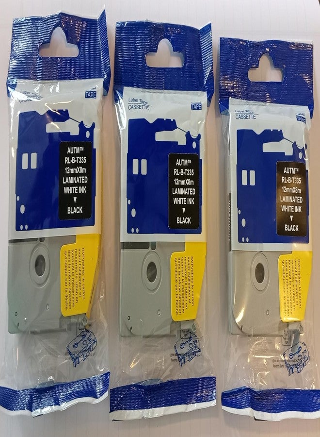 AUTM Compatible for Brother TZe-335 Label Tape 12mm White Text on Black Background Laminated, Durable, Waterproof – Compatible with Brother P-Touch Label Printers Pack of (3) - Image 1