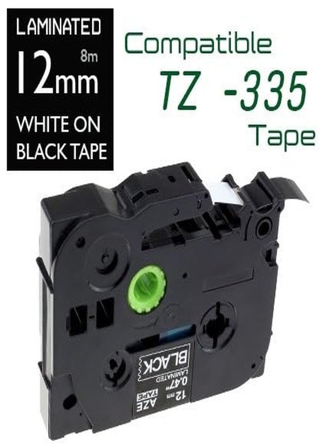 AUTM Compatible for Brother TZe-335 Label Tape 12mm White Text on Black Background Laminated, Durable, Waterproof – Compatible with Brother P-Touch Label Printers Pack of (3) - Image 2