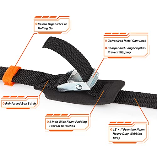 Boncas Sturdy 16-foot-by-1-inch Tie Down Strap Lashing Strap Cargo Tie-down Strap Padded Cam Lock Buckle 2 Pack - Image 3