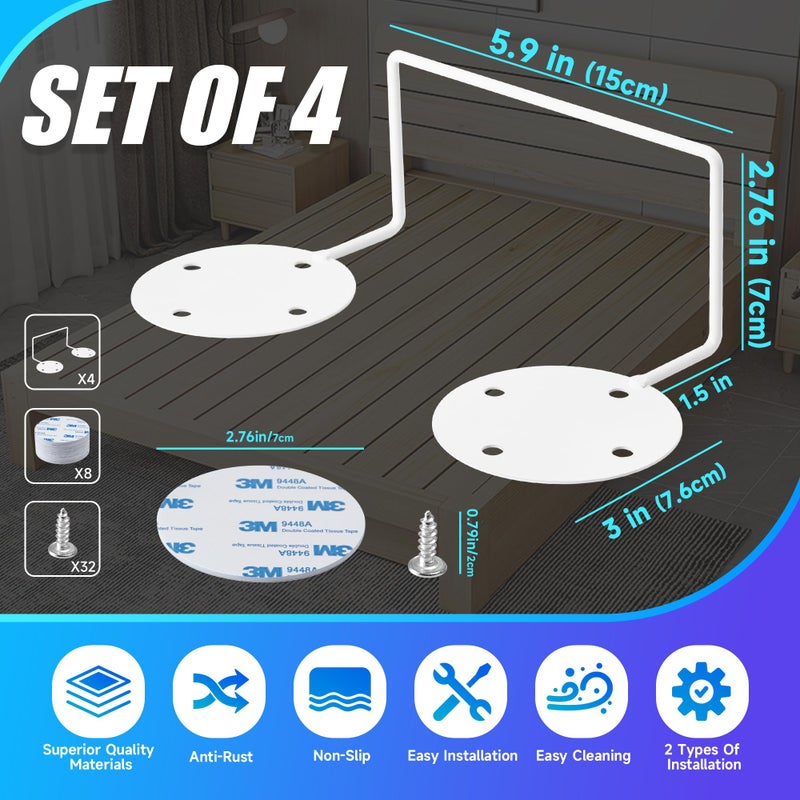 Laowu Mattress Retainer Bar For Adjustable Bed Keep Mattress Stopper From Sliding  Wider Taller Non Slip Mattress Gripper  Mattress Gaskets For Platform Bed  Mattress Brackets To Prevent Sliding White 4PACK - Image 4