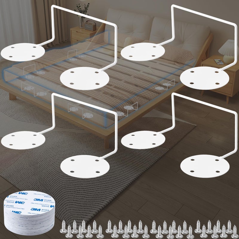 Laowu Mattress Retainer Bar For Adjustable Bed Keep Mattress Stopper From Sliding  Wider Taller Non Slip Mattress Gripper  Mattress Gaskets For Platform Bed  Mattress Brackets To Prevent Sliding White 4PACK - Image 1